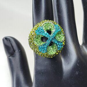 Aqua Green Rhinestone Ring SIZE 5 - other sizes available
